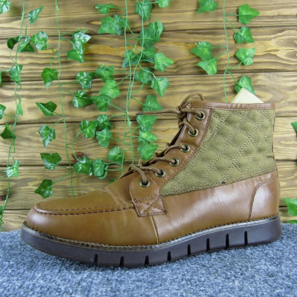 Harrison Myles Men 7.5 Brown Synthetic Canvas Lace Up Ankle Boots Casual Comfort
